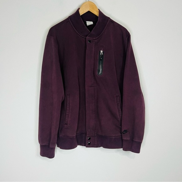 Nike Sportswear Maroon Fleece Destroyer Bomber Jacket L - Picture 2 of 7